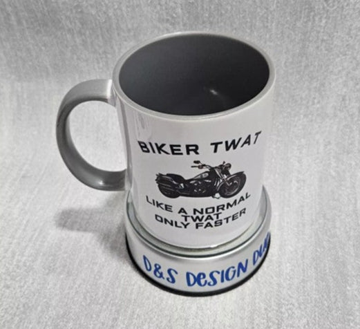 Personalised - ADULT HUMOUR - T**T MUG - IDEAL GIFT -MOTORBIKES - GREY HANDLE