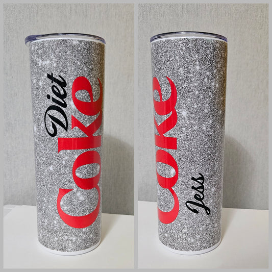 Silver Sparkle Diet Coke Inspired (Pre personalised JESS, ex-display) 20oz Tumbler SALE