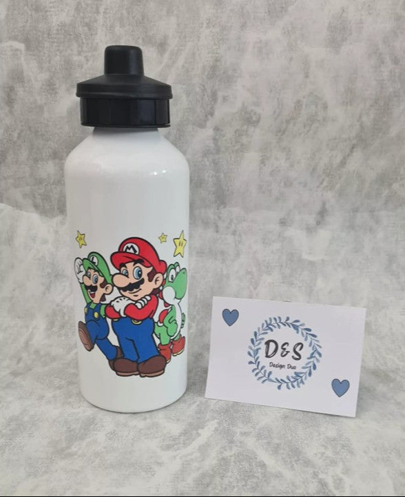 Personalised Mario Brothers water bottle 600 ml - Handmade - Ideal Gift