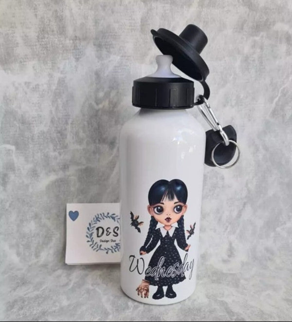 Wednesday Addams 600ml - Aluminium sippy top style Bottle - Personalised