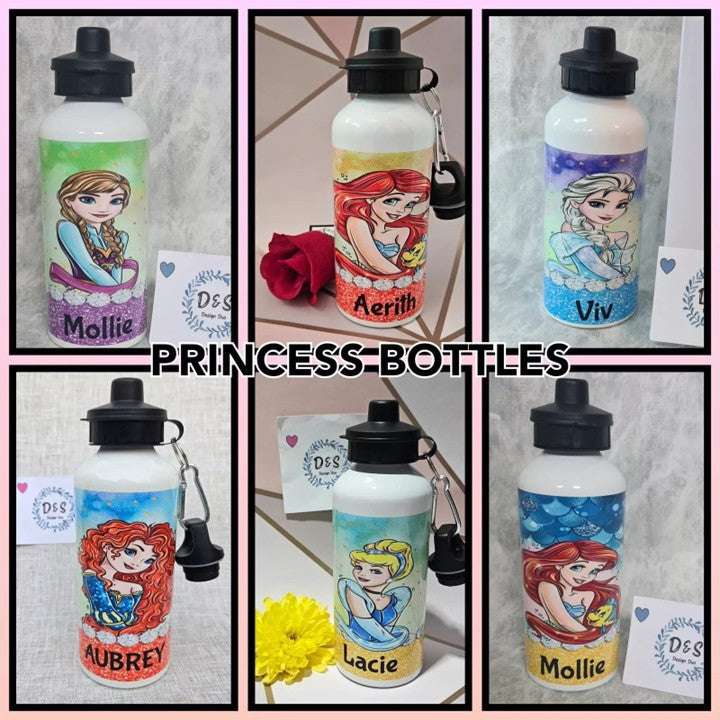 Personalised Disney Inspired - Disney Princess Drinks Bottle - Elsa, Cinderella