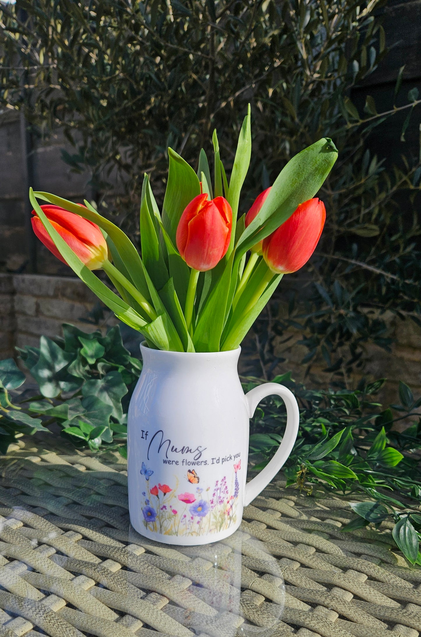 Personalised Milk Jug Flower Vase Pen Holder Mother's Day Wedding Birthday Gift