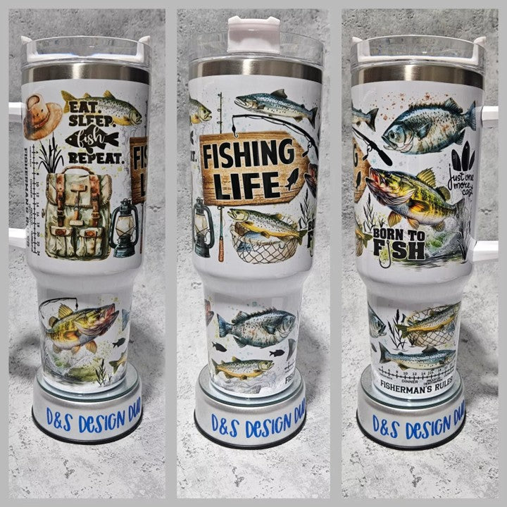 Personalised 40oz  - FISHING - Stainless Steel Cup / Tumbler