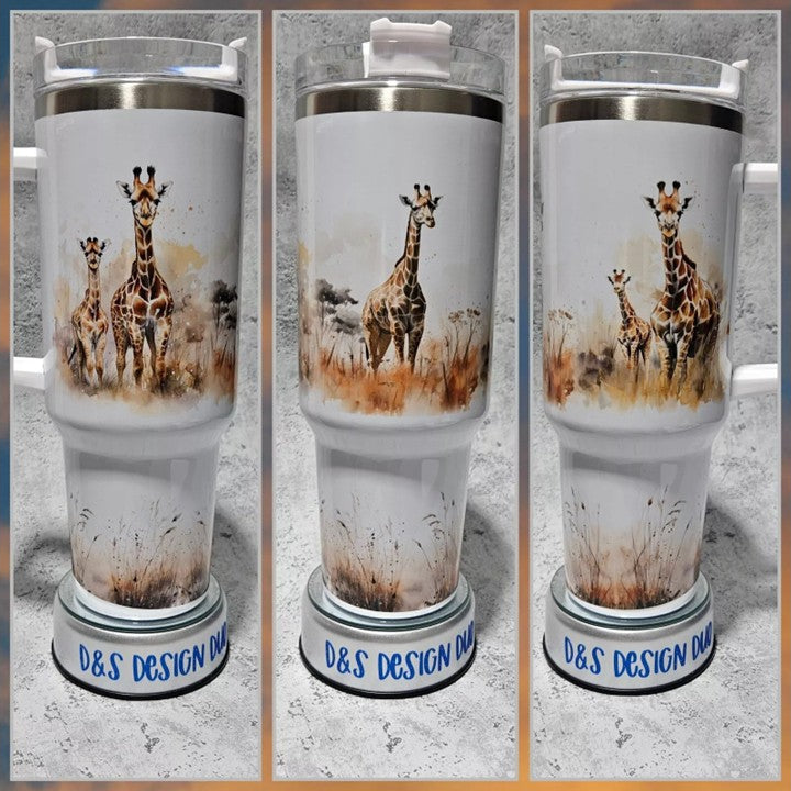 Personalised 40oz  - GIRAFFE - Stainless Steel Cup / Tumbler