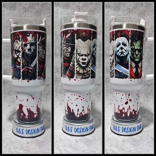 Personalised 40oz  - HORROR Movies  - Stainless Steel Tumbler with handle