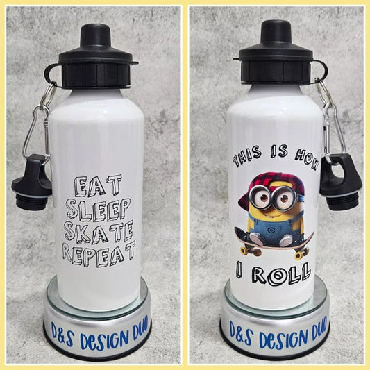 Skateboard Minion / Skateboarder  - Personalised reusable water bottles 600ml