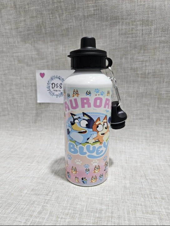 Personalised Bluey & Bingo  'Sippy Top' Drinks Water Bottle - ideal for school