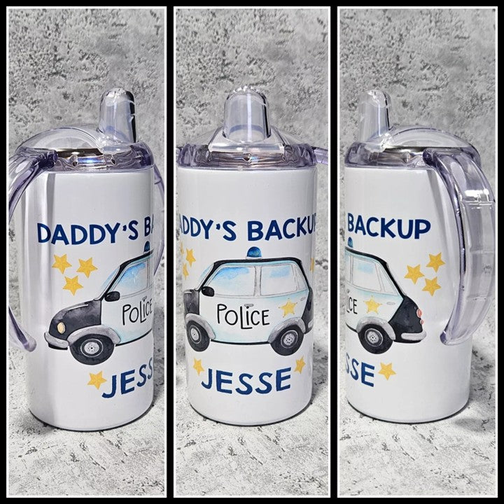 Personalised Gift Kids Baby Child 12oz Sippy cup + Drinks Bottle Beaker  Police