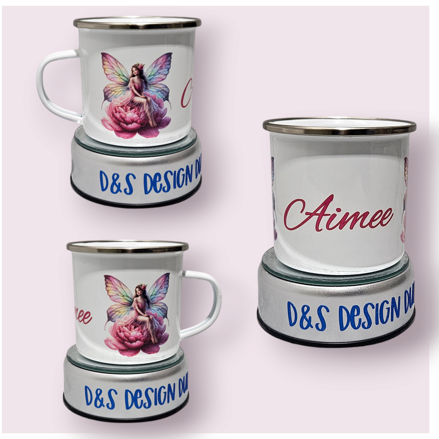 Personalised Enamel Mug - Fairies - Camping - Lightweight- Durable Outdoor Cup Kids