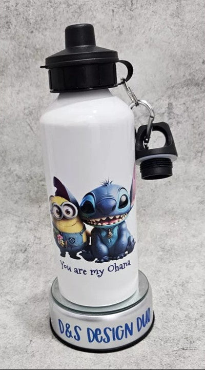 Stitch & Minion 'You are my Ohana' - Personalised reusable water bottles 600ml