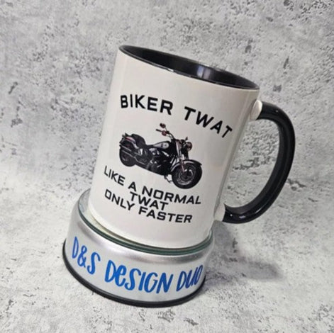 Personalised - ADULT HUMOUR - T**T  MUG - IDEAL GIFT -MOTORBIKES - BLACK HANDLE